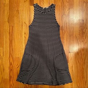 Athleta navy and gray striped racerback tank dress with pockets
